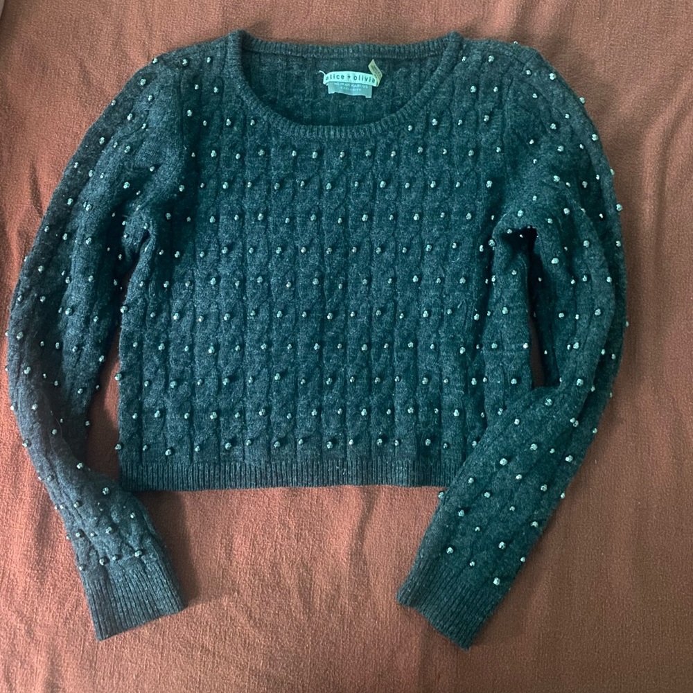 Grey cableknit studded sweater